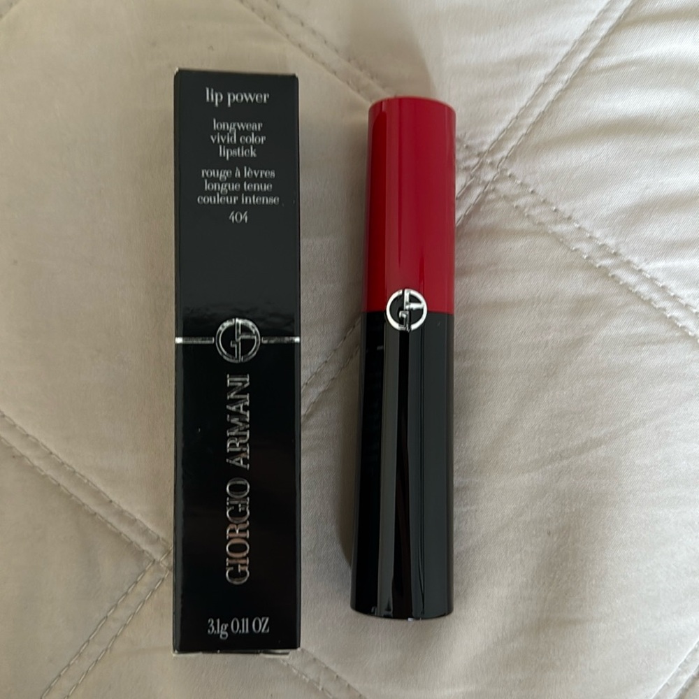 NIB Giorgio Armani Lip Power Long-Lasting Satin Lipstick; 404 Tempting